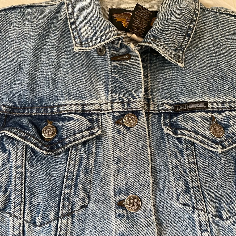 Genuine Harley-Davidson Womens Light Wash  Cotton Jean Jacket size L. - Picture 3 of 13